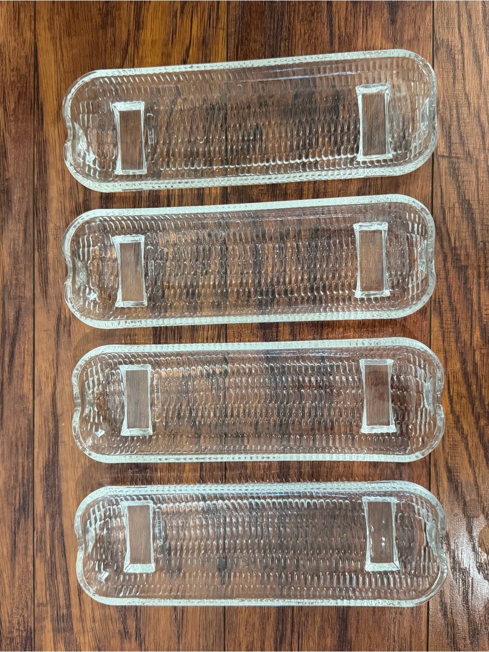 Vintage Clear Pressed Glass Corn on the Cob Dishes Set of 4